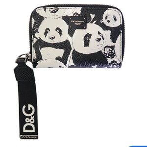 Dolce & Gabbana Black and White Panda Print Zip Wallet